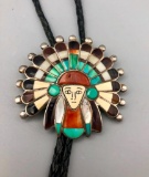 Vintage Zuni Inlay Bolo Tie by Ralph Quam