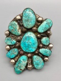 What A SHOWSTOPPER! A Large Vintage Cluster Bracelet Possibly With #8 Turquoise