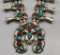Turquoise and Coral Squash Blossom Necklace - Reeves