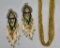 10 Strand Serpentine Necklace and Pair of Beaded Earrings