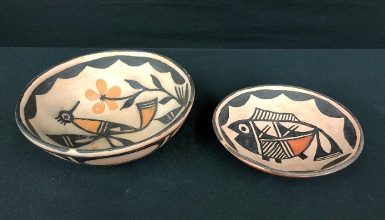 Two Santo Domingo Bowls by Abel and Carol Calabaza