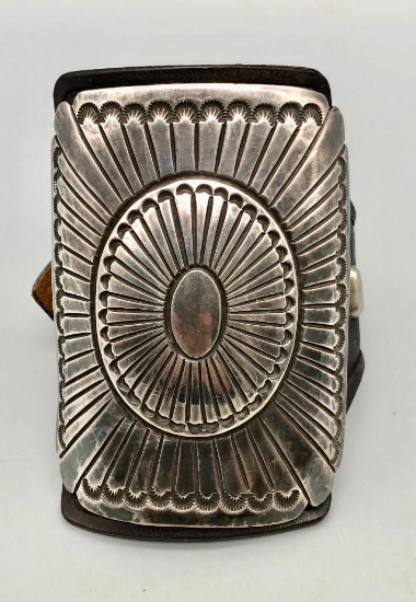 Hefty Vintage Sterling Silver and Leather Ketoh