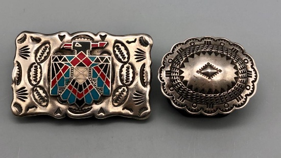 Two Sterling Silver Belt Buckles