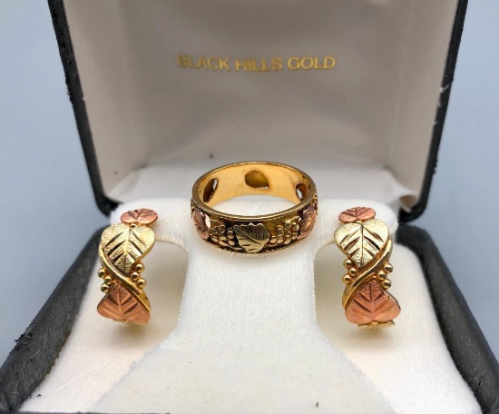 Black Hills Gold Ring and Earrings