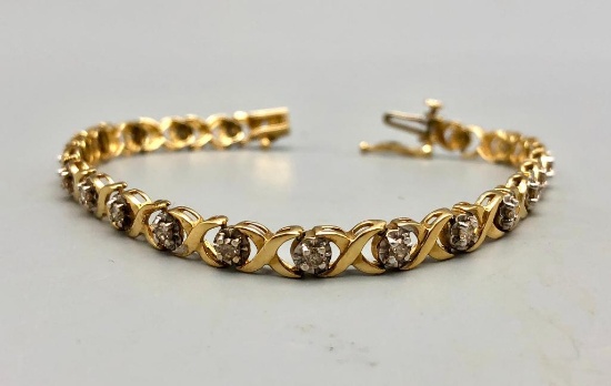 Gold and Diamond Tennis Bracelet