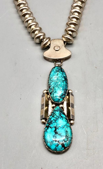 Jefferson Abeyta Turquoise and Sterling Silver Necklace