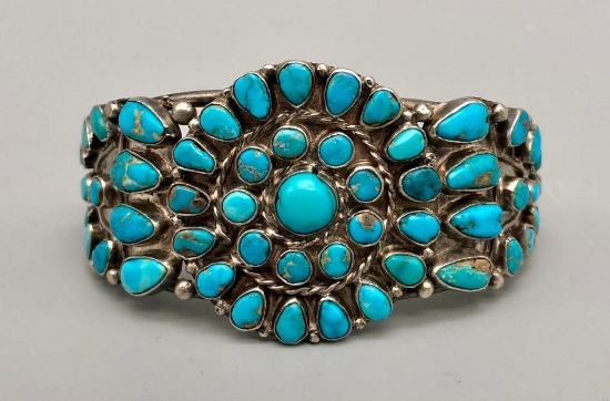 Vintage Turquoise Cluster Bracelet