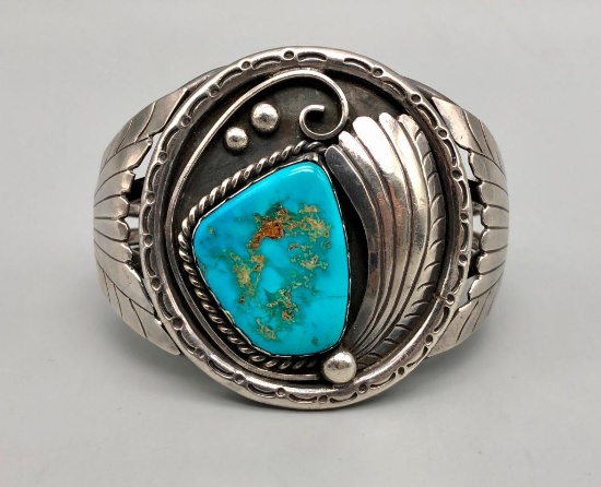 Turquoise and Sterling Silver Bracelet- Carl Luthey Shop