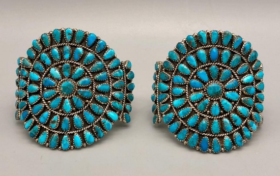 Pair of Matching Turquoise Cluster Bracelets