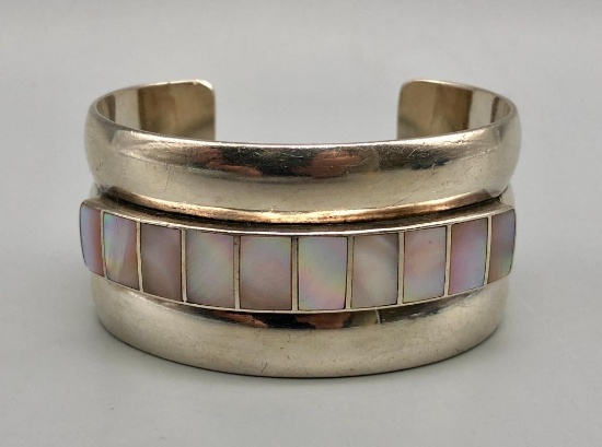 Sterling Silver and Mother Of Pearl Inlay Bracelet