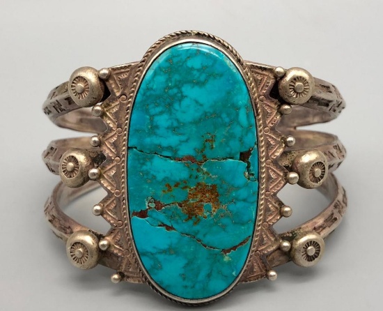 Superb Sterling Silver and Turquoise Bracelet