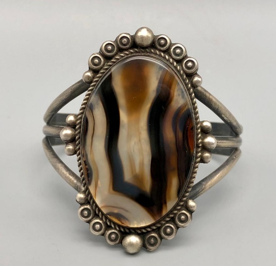 Sterling Silver and Agate Bracelet by Dean Sandoval JR