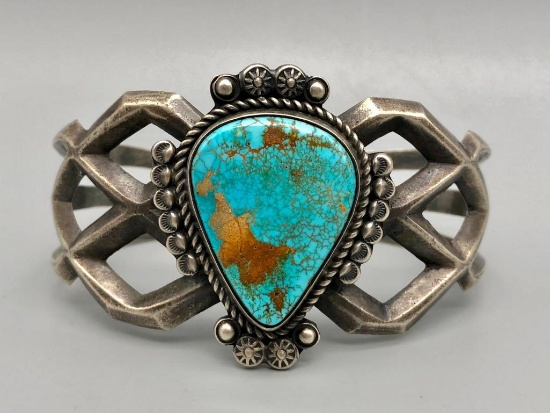 Large Turquoise Sandcast Bracelet