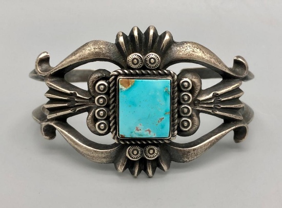Bright Turquoise Sandcast Bracelet