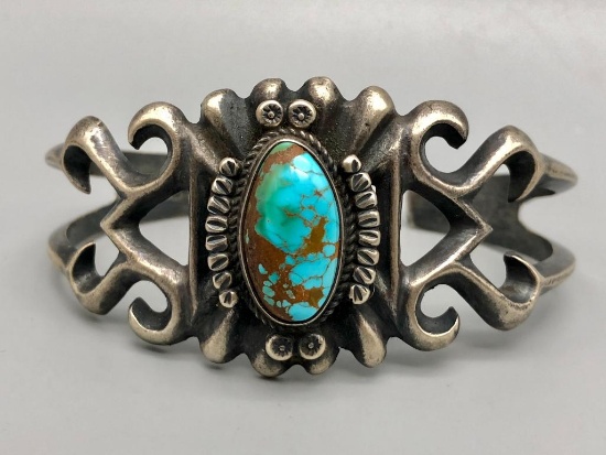 Turquoise Sandcast Bracelet Sandoval and Begay