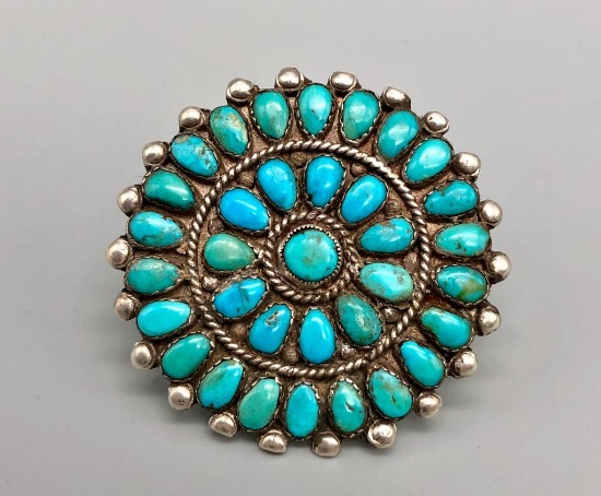 Large Turquoise Cluster Ring