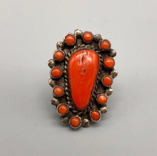 Beautiful Coral Cluster Ring