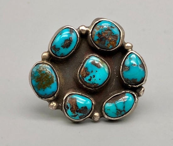 Nice Turquoise Cluster Ring