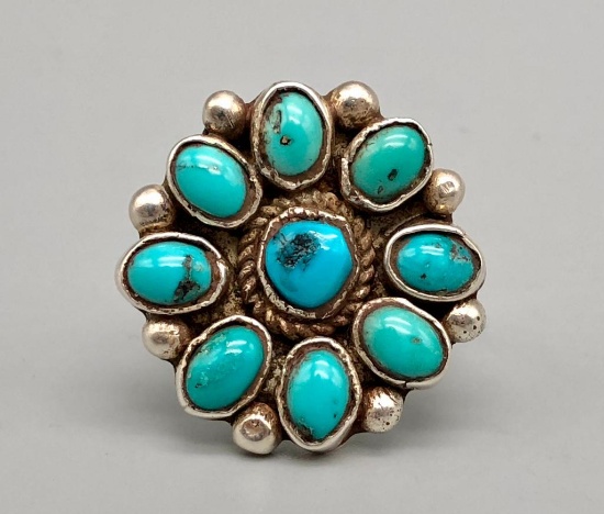 Nice Turquoise Cluster Ring