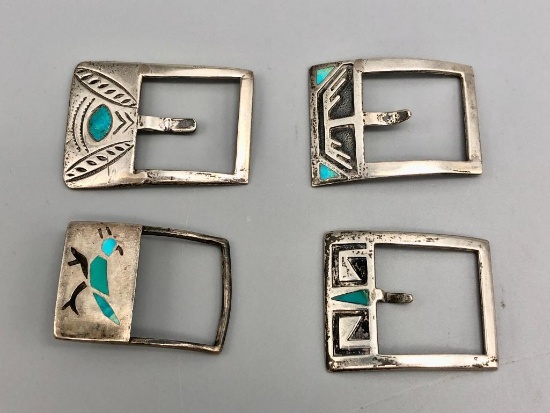 Group of Four Older Inlay Buckles