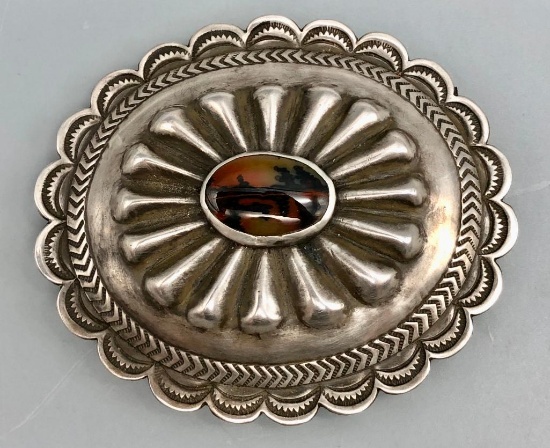 Vintage Belt Buckle with Petrified Wood