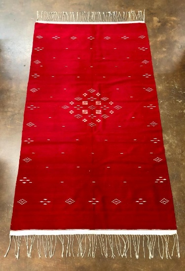 Fine Old Red and White Handmade Mexican Textile