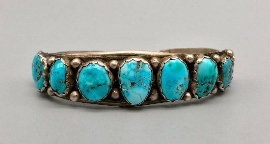 9 Stone Turquoise Cuff Bracelet