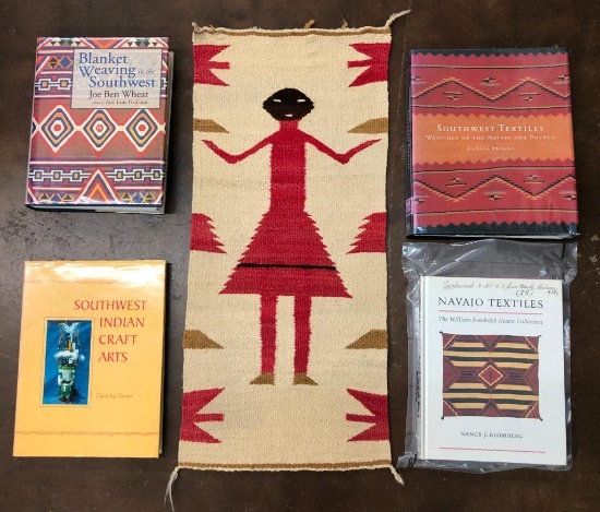 Vintage Navajo Textile and Group of Related Books