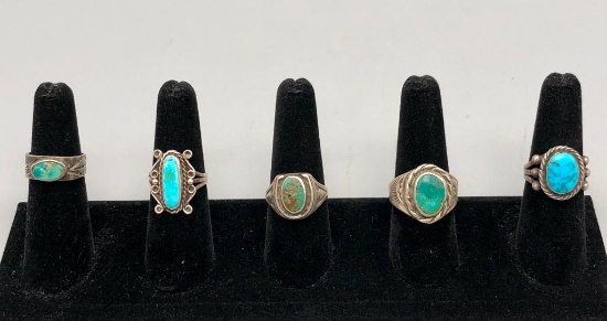 Five Older Turquoise Rings