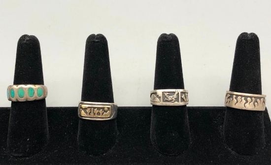 Four Various Sterling Silver Bands