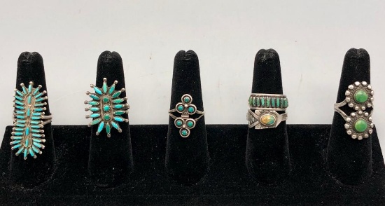 Six Older Turquoise Rings