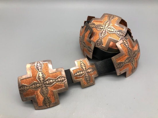 Copper and Sterling Silver Concho Belt