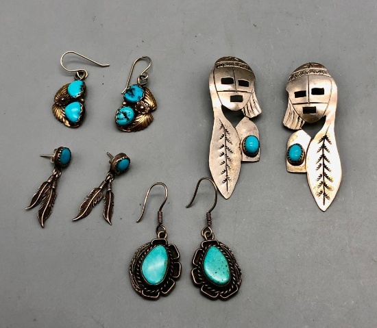 Group of Four Pairs of Earrings