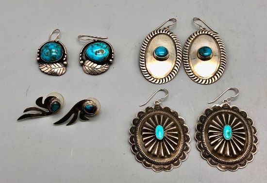 Group of Four Pairs of Vintage Earrings