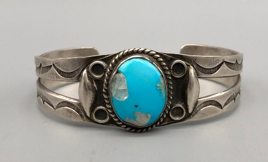 Vintage Turquoise and Sterling Silver Bracelet