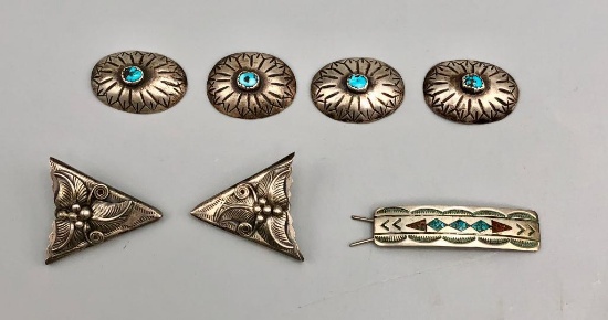 Group of Vintage Buttons Collar Tips and Barrette