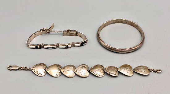 Group of Three Sterling Silver Bracelets