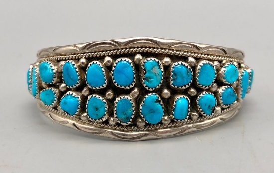 Sterling Silver and Turquoise Cluster Bracelet
