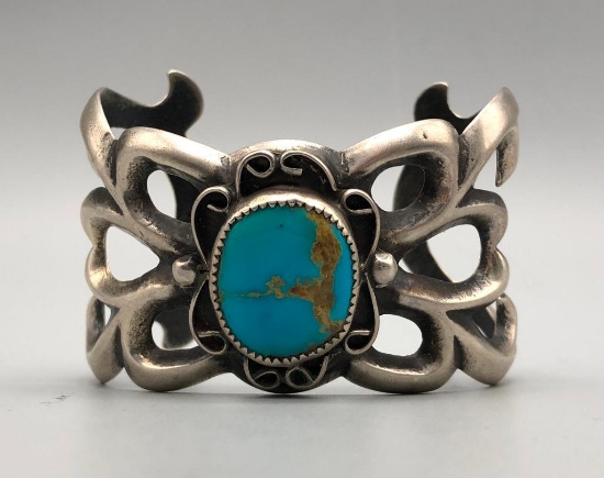 Larger Turquoise Sandcast Bracelet