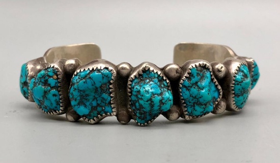 Seven Stone Turquoise Bracelet by Oscar Alexius
