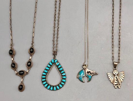 Four Various Sterling Silver Necklaces