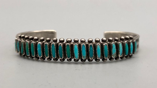 1940s Handmade Turquoise Needlepoint Bracelet