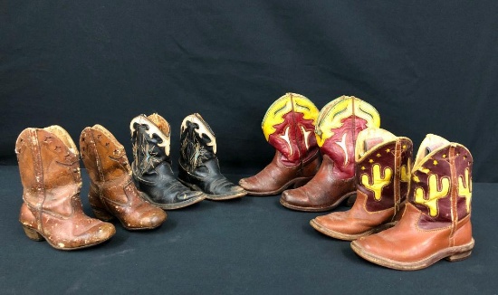 Four Pairs of Vintage Kids Cowboy Boots
