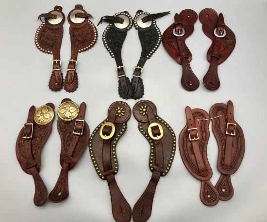Six Pairs of Nice Leather Spur Straps