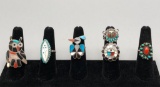 Group of Six Vintage Zuni Style Rings
