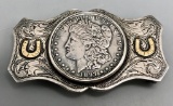 Vintage Sterling Silver, Gold and Morgan Dollar Buckle
