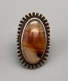 Older Sterling Silver and Montana Agate Ring