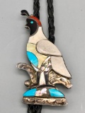 Vintage Quail Theme Inlay Bolo Tie