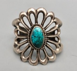 Lovely Sandcast and Turquoise Bracelet