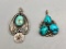 Two Nice Turquoise and Sterling Silver Pendants